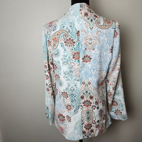 Chico's Women's Multi-Color Paisley Open Front Blazer Jacket Size 1 (Medium) - Picture 5 of 12
